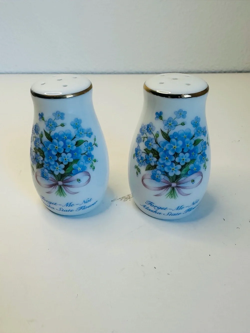 Forget Me Not Floral Vintage Salt And Pepper Shakers Alaska Flower